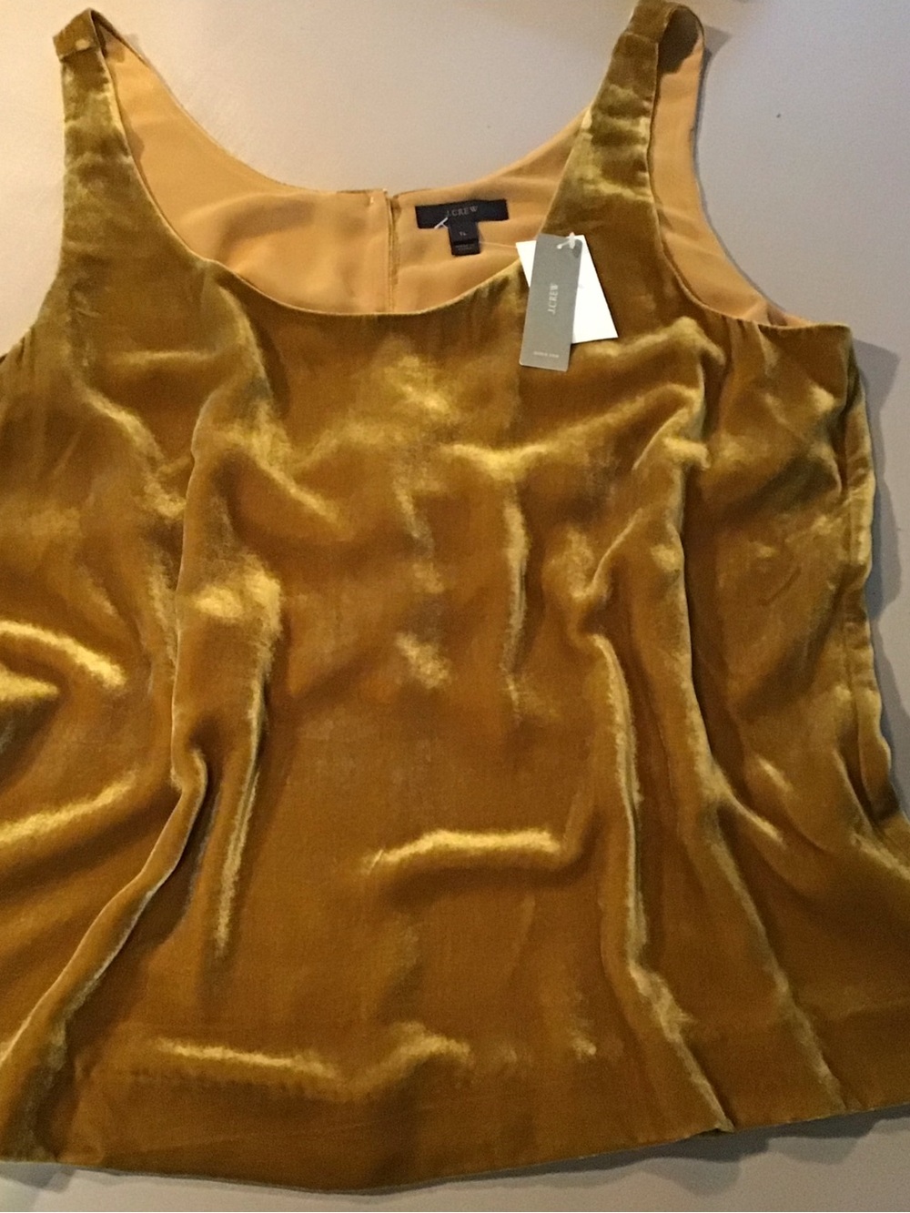 J. Crew Velvet Scoop Tank in Mustard